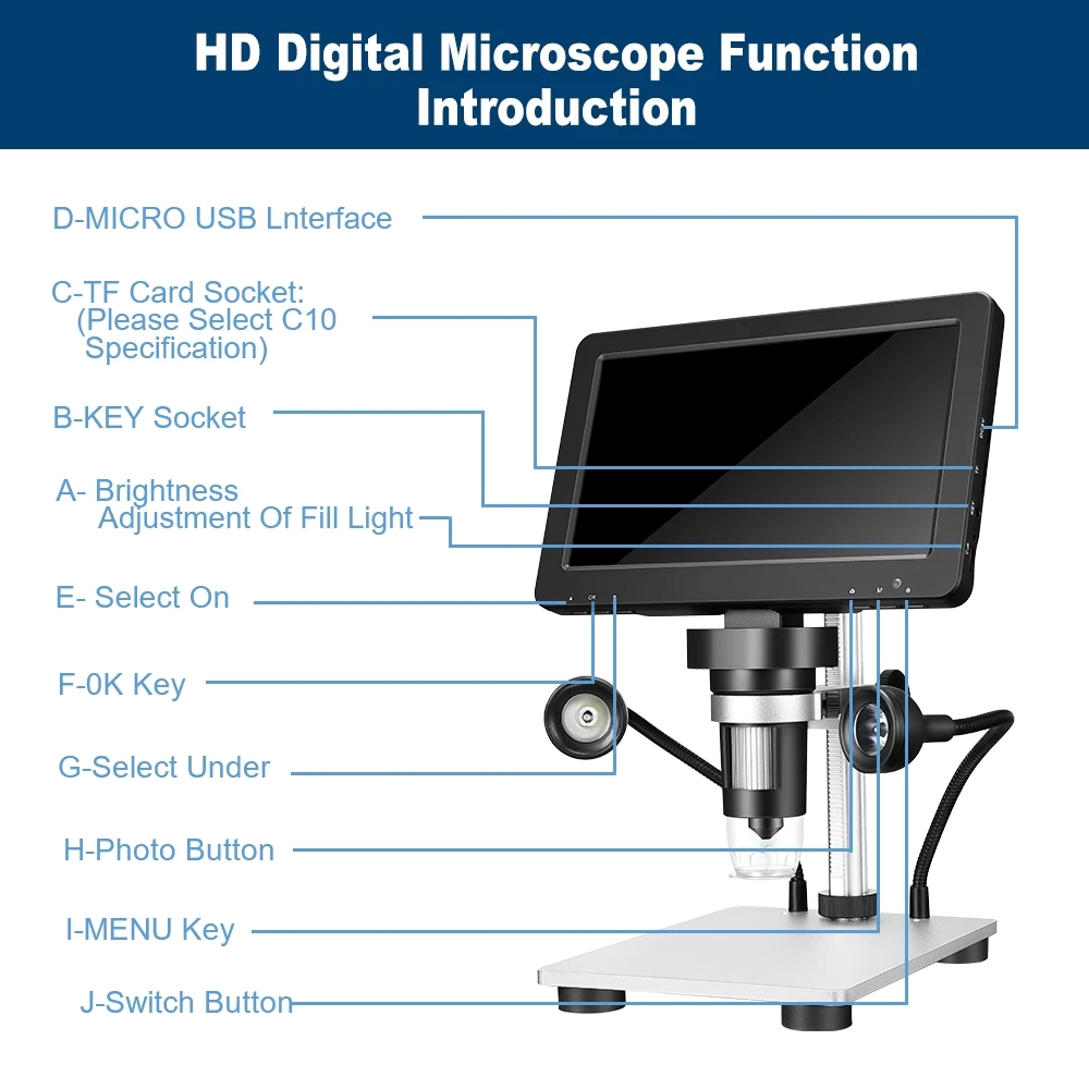 7-inch HD LCD screen 1200X Microscope with remote & backlight - Supergold Corporation Limited