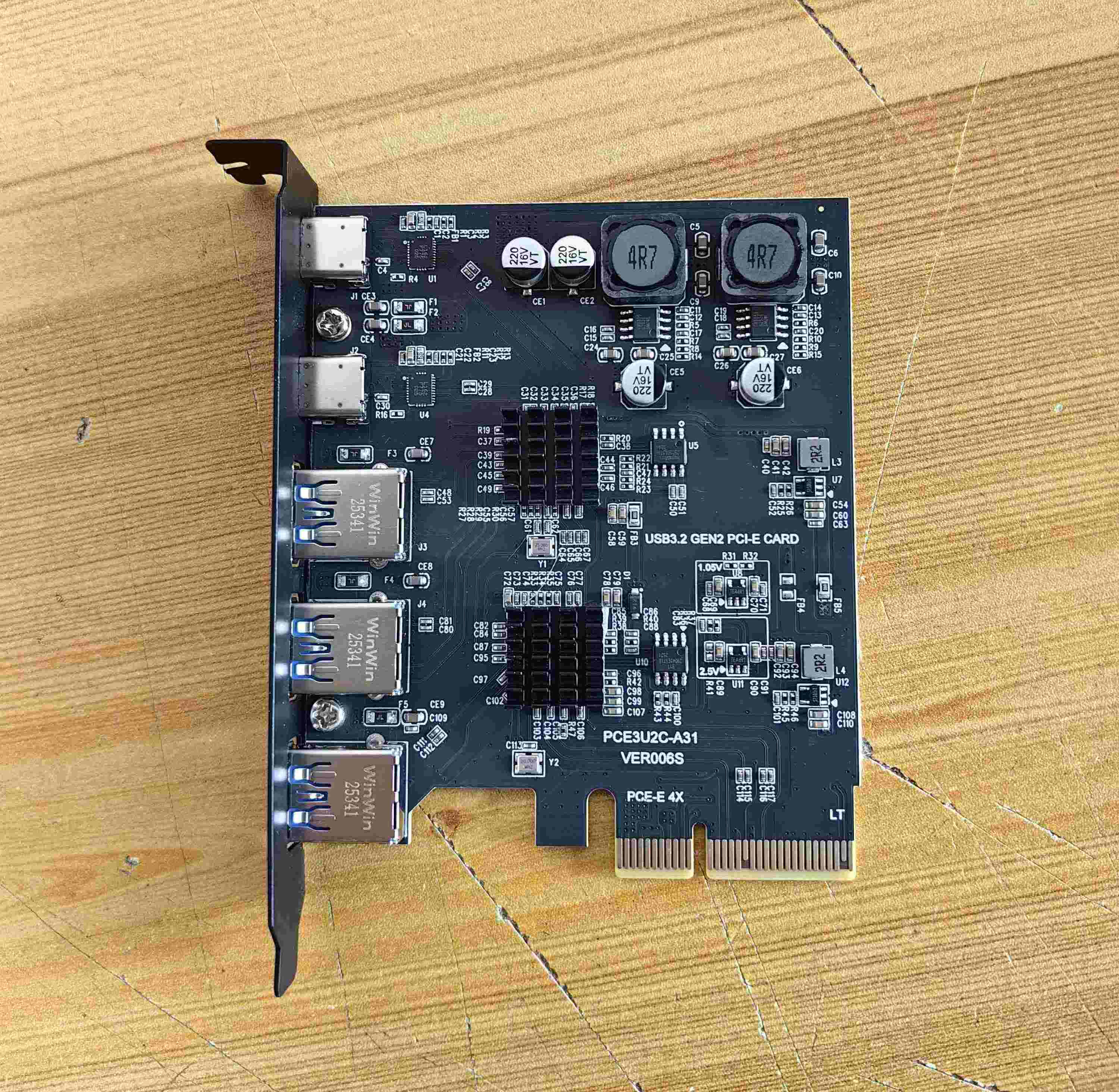 PCIe to Type C X 2 & USB 3.2 X 3 ASM3142+VL822 Card - Supergold Corporation Limited