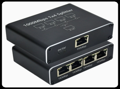 1-to-4 Gigabit Ethernet RJ45 Splitter with USB Power Cable - Supergold Corporation Limited