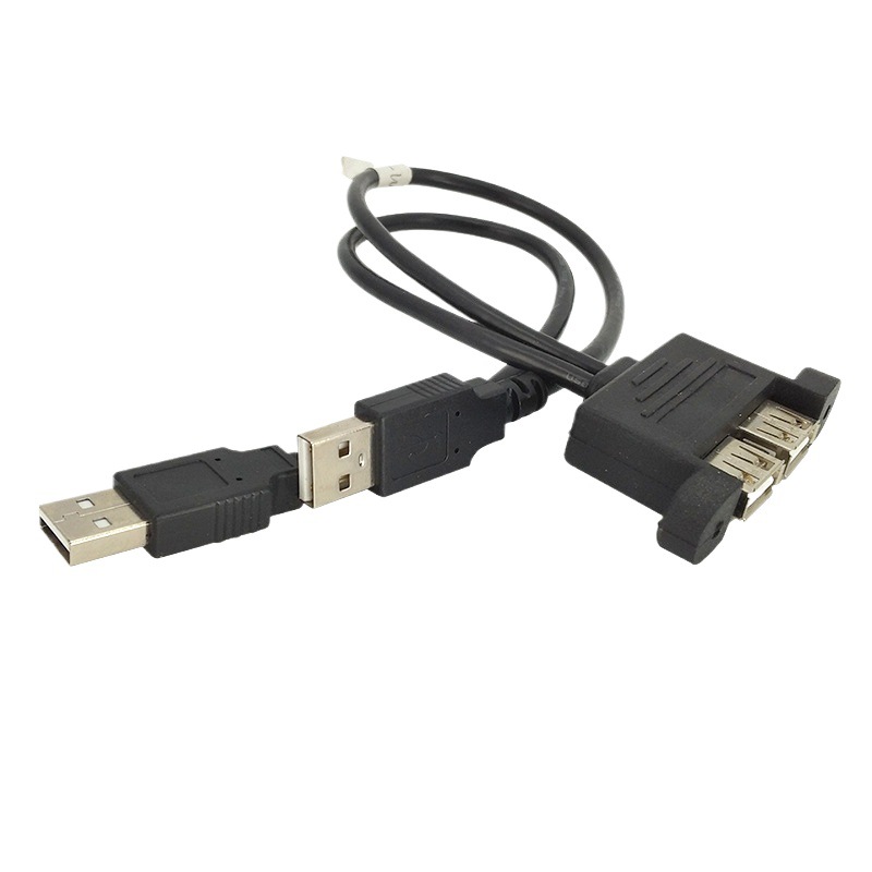 USB-A 2.0 Male to Female Dual Port Panel Mount Socket 50cm Cable - Supergold Corporation Limited