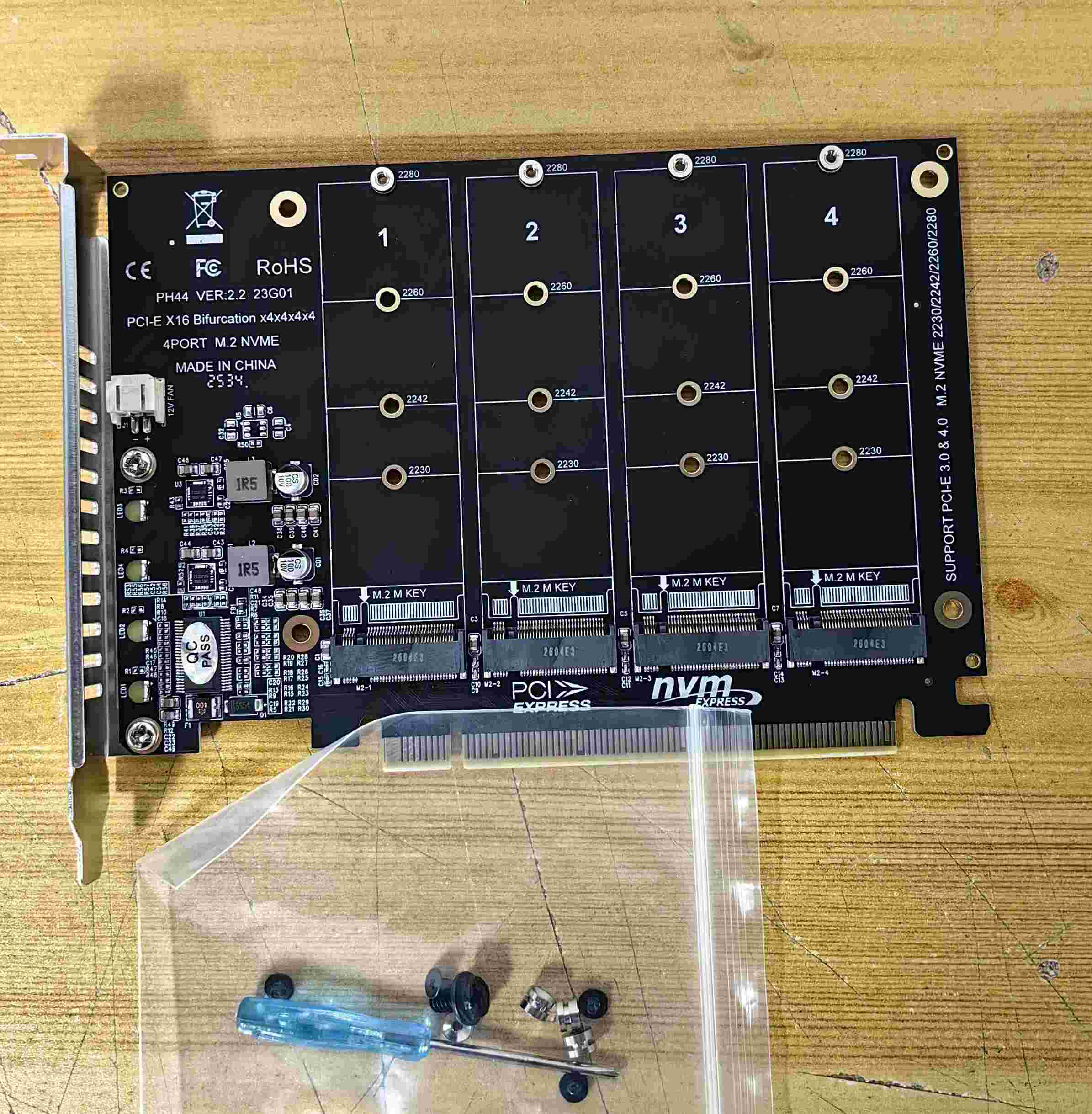 PCIe 4 Ports M.2 NVMe SSD Adapter Card - Supergold Corporation Limited