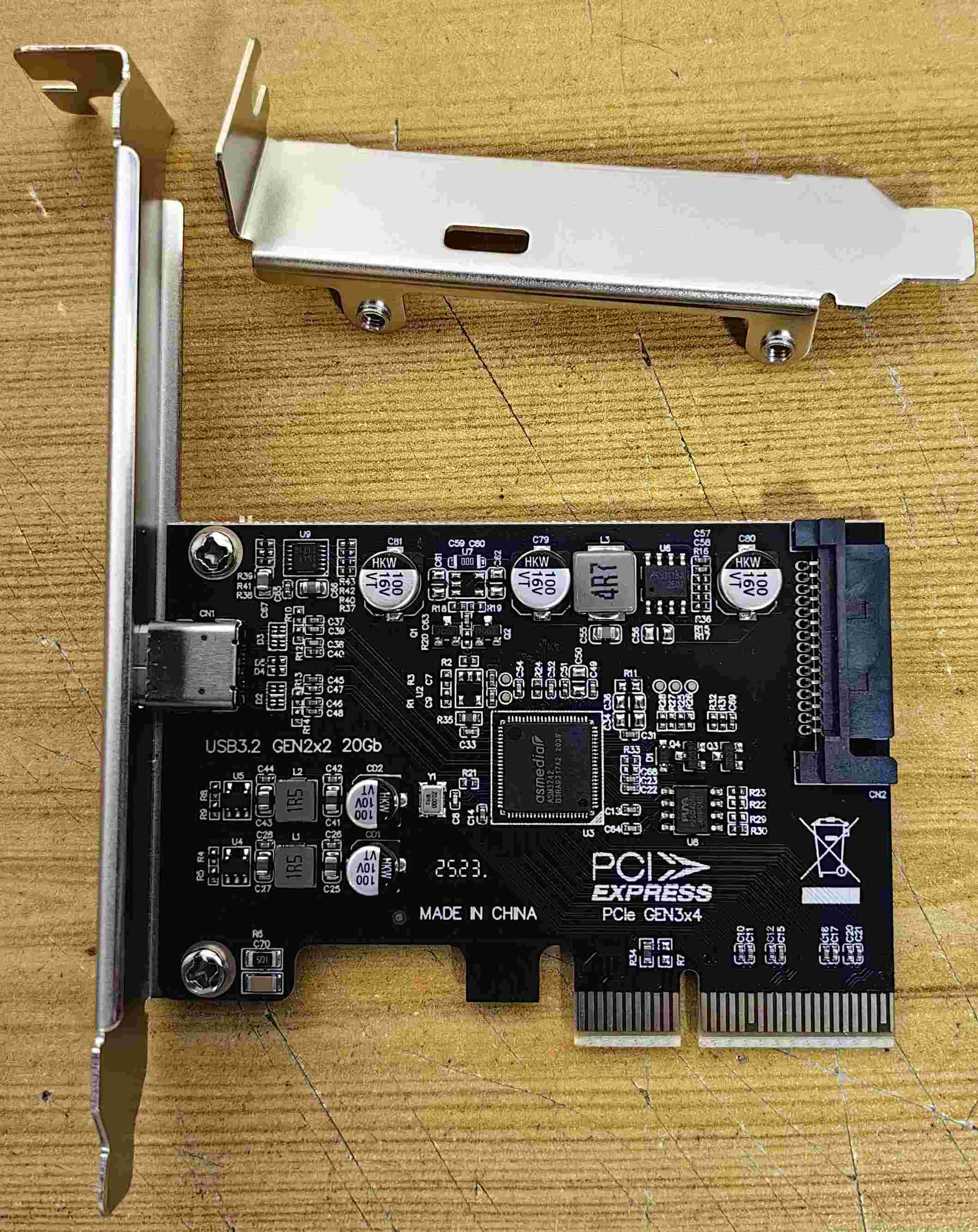 PCIe ASM3242 USB3.2 Gen 2x2 20Gbps Type-C Card - Supergold Corporation Limited