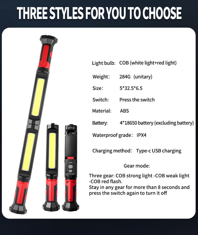 3000LM Magnetic Work Light USB-C Rechargeable 18650 Battery - Supergold Corporation Limited