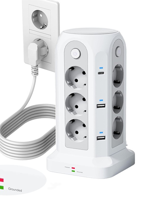 Multiple EU Vertical Power Strip with 12 AC 6 USB - Supergold Corporation Limited