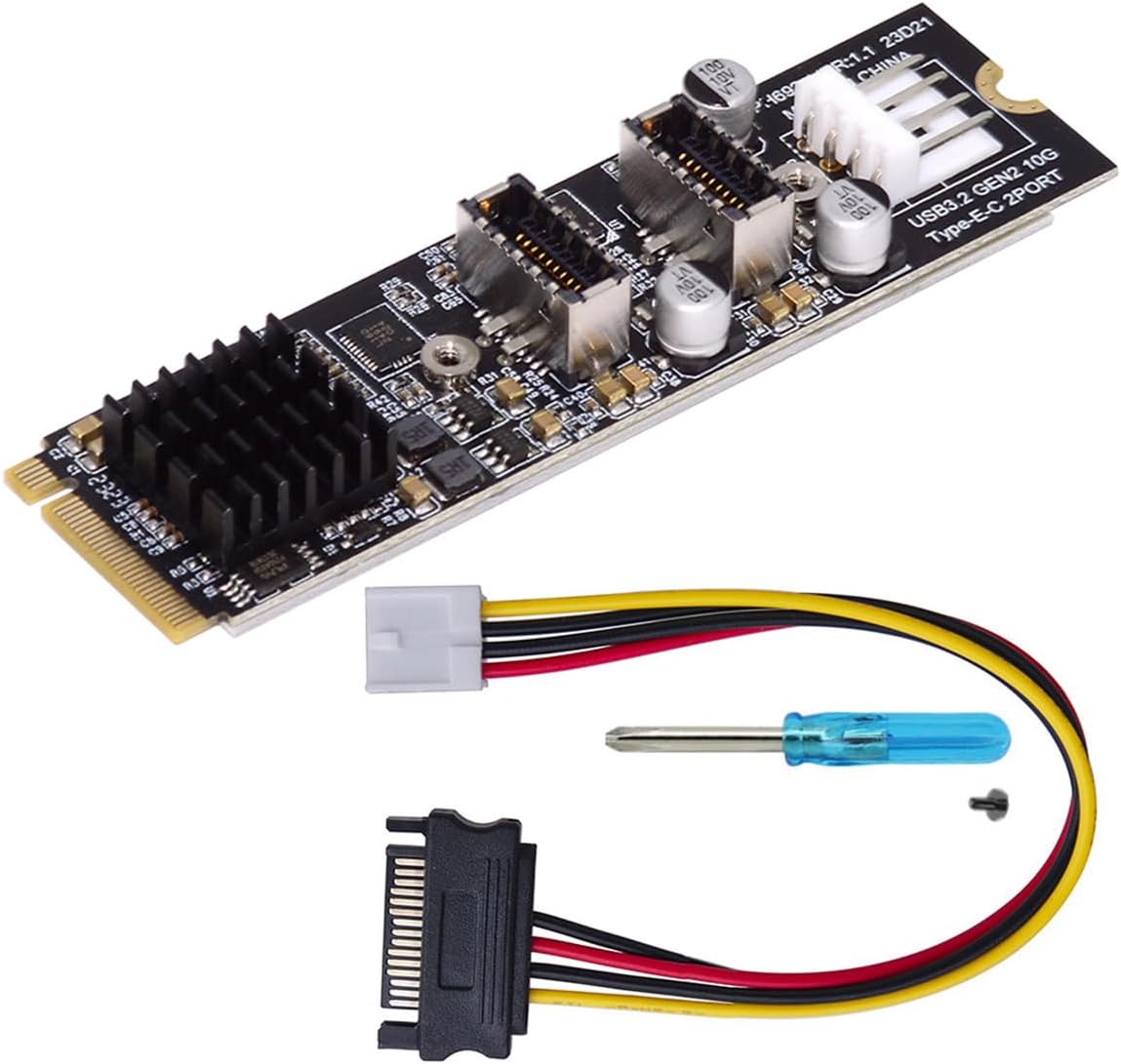 M.2 M Key to USB 3.1 10Gbps Type E X 2 Port Card - Supergold Corporation Limited