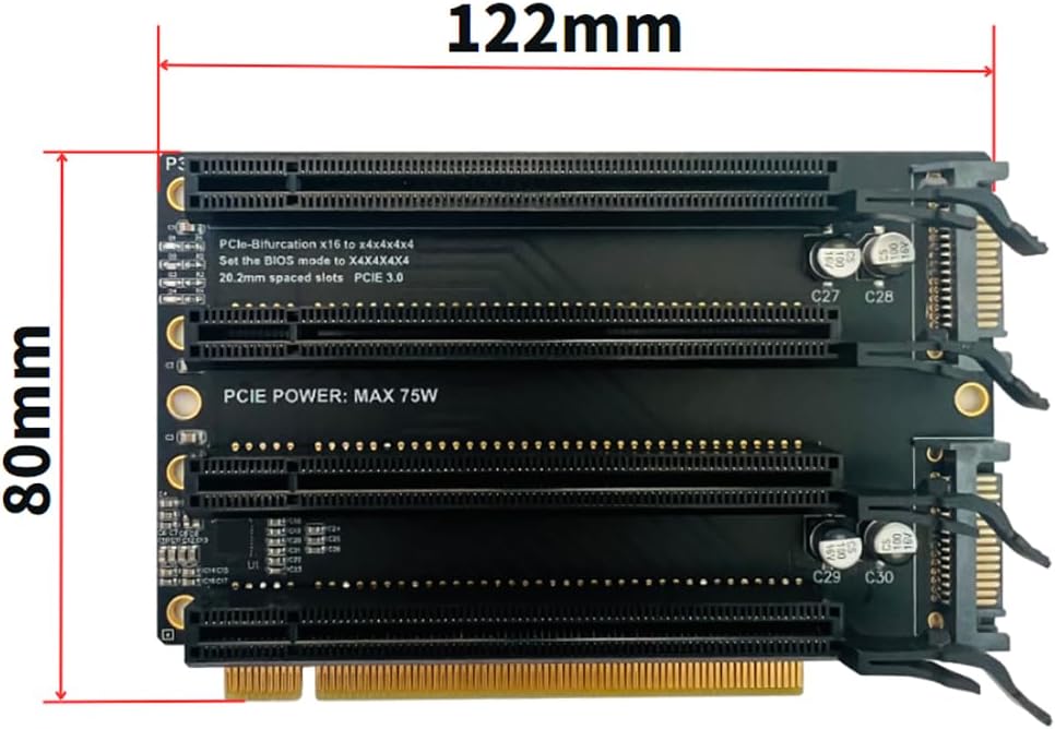 PCIe 3.0 x16 1 to 4 Split Card - Supergold Corporation Limited
