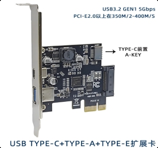 PCIe to 5Gbps Type A + C and Front Type E Port Card - Supergold Corporation Limited